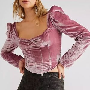 ✨ NWT Free People Bridgette Velvet Top – Smokey Mauve | Size Small ✨